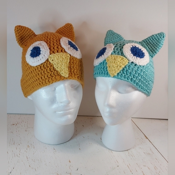 Owl Adult and Child Beanie Handmade Hats - Picture 9 of 16